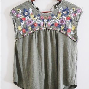 Olive Green Flower shirt